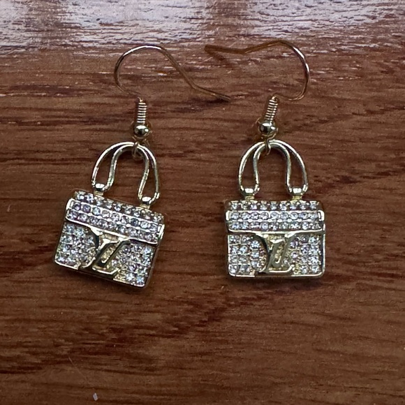 Jewelry - Gold & Rhinestone‎ Fish Hook Earrings – Dangle Drop Earrings – Statement Jewelry